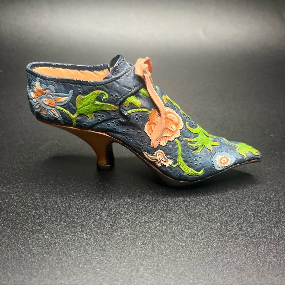 Raine Just The Right Shoe miniature lot gold mule floral shoe collectible decor - Picture 5 of 11